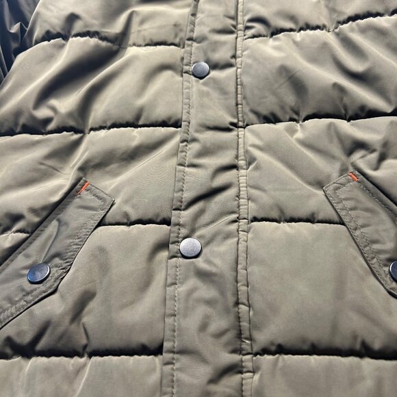 Cozy Puffer Youth Jacket Size 7 With Fur Hood Olive Green & Black - Picture 6 of 12